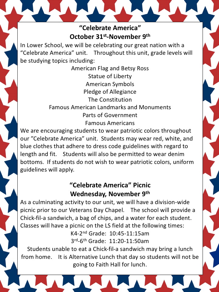 Celebrate America information for families