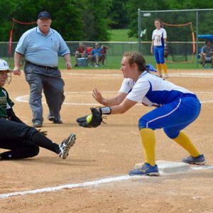 Abigail Cramer Catches Softball