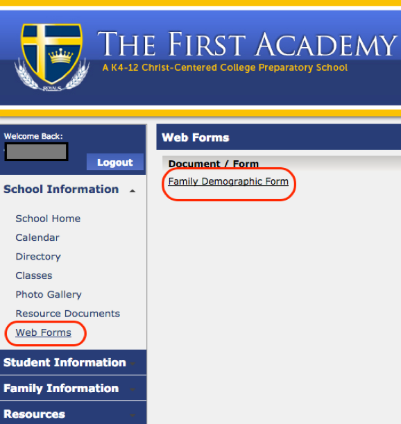 The First Academy Updating Family Contact Information In Renweb The First Academy